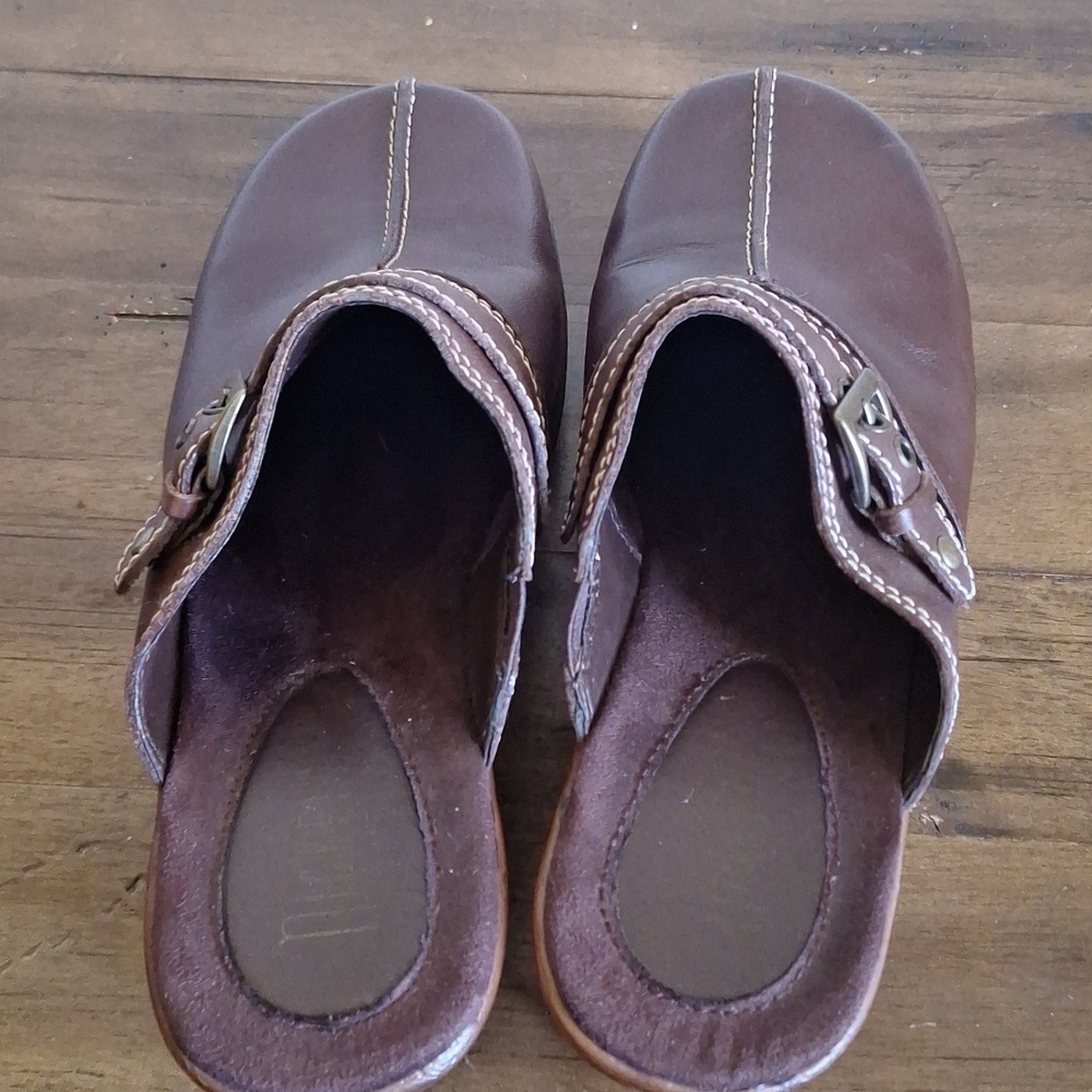 Vintage Nickels Brown Leather Clogs Mules Comfort Shoes Size 8.5 - Picture 4 of 11